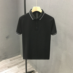OEM Logo personnalisé Broderie Design imprimé de perles de soie de glace Polo haut de gamme polos à manches courtes pour hommes avec revers de ligne fine - Product Image 3