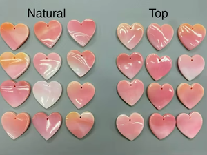 Pink conch Shell Heart Quality Handmade Pink Queen Conch Shell Heart Cabs Pink Opal Gemstone For making Jewellery - Product Image 3