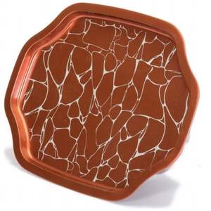 Patrón blanco sobre fondo marrón Bandeja decorativa con borde ondulado curvo 285x400mm - Product Image 3