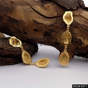 <b>Gold</b> plated Handmade Design Drop and <b>Dangle</b> <b>Earring</b> SKU6071 - Product Image 1