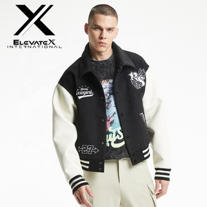 Chaqueta Varsity de Invierno para Hombre, Reversible, Ecológica, con Cuello Alto, Bordado Chenille Vintage con Patrón de Letras, Peso Estándar - Product Image 5