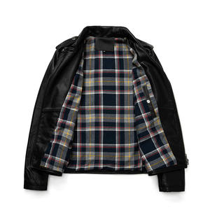 แจ็กเก็ตหนังแท้สำหรับผู้ชาย,เสื้อแจ็กเก็ตหนังแฟชั่นดีไซน์แบบมีซิปสำหรับขี่มอเตอร์ไซค์หนังแท้สำหรับผู้ชาย - Product Image 5