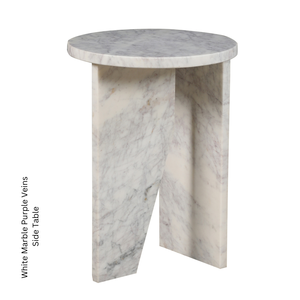 Luxury White Marble Side Table <b>Nightstand</b> with Natural Veins Modern Pedestal Design Bedroom Furniture Dining Living Room Decor - Product Image 1