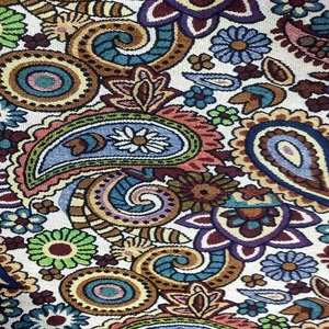 Tela de tejido Jacquard de algodón y poliéster duradero, patrón de Cachemira transpirable, tejido de urdimbre, diseño personalizado por el fabricante para uso en bolsas - Product Image 2