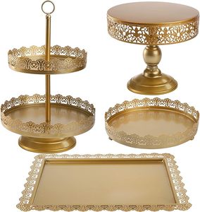 Soporte de pastel de oro creativo, combinación de soporte de decoración de mesa de postre de boda - Product Image 6
