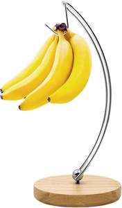 Porte-fruits en bois solide en bois métal acier fruits banane cintre maison cuisine meilleurs fruits cintre support produit fait main - Product Image 2