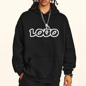 Haute qualité 100% coton épais lourd solide pull à capuche avec patch avant broderie luxe automne à capuche pour hommes - Product Image 4