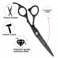 Ciseaux de coiffeur noirs ciseaux de coiffure professionnels de 6 pouces tondeuses à cheveux en acier inoxydable ciseaux de coiffeur pour Salon