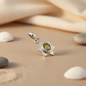 Colgante artesanal chapado en oro rosa y platino con piedra de citrino para mujer - Product Image 3