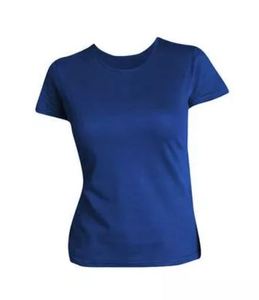 Camiseta de manga corta con cuello redondo para mujer, camisa personalizada de talla grande, venta al por mayor, precio barato, liso, teñido, OEM, Color azul, nuevo diseño - Product Image 6