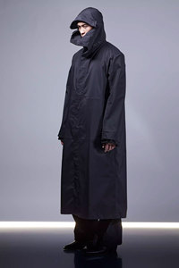 2025เสื้อแจ็คเก็ตไซเบอร์พังค์ของผู้ชายเสื้อแจ็คเก็ตแนวสตรีทแวร์แบบยาวมีฮู้ดสีดำระบายอากาศกันน้ำ - Product Image 5