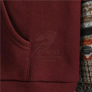 เสื้อสเวตเตอร์มีฮู้ดสำหรับผู้หญิงแบบลำลองพร้อมลายเรขาคณิตที่แขนเสื้อและกระเป๋าด้านหน้าแบบตัดกัน ฤดูใบไม้ร่วง ฤดูหนาว ผ้าฝ้าย 100% - Product Image 4