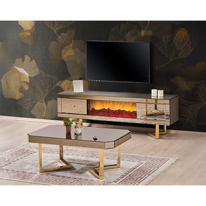 Athome Luxury Living Room <b>TV</b> <b>Stand</b> Fashion Life Bronze Mirror <b>Fireplace</b> <b>TV</b> Unit Model FASHIONLIFETV01 - Product Image 1