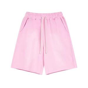 Shorts en molleton français délavé, impression personnalisée, broderie en coton, shorts pour hommes, pantalons de survêtement délavés, vente en gros - Product Image 3