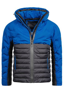 Lightweight Warm Custom Logo Outdoor two tone color design long sleeve zipper with hooded fashion <b>puffer</b> <b>jacket</b> for men - Product Image 6