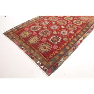 Alfombra Turca Vintage, Alfombra de 5.3x12.7 pies, Alfombra con diseño de plantas y árboles en tonos rojo y marrón - Product Image 2