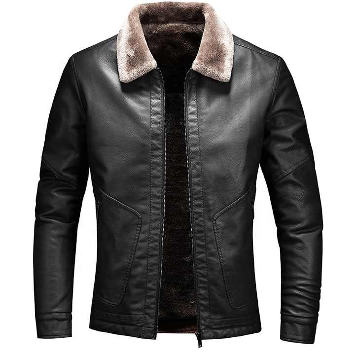 High Quality Fashion Windproof Men's Leather Motorcycle Jacket Plus Size European Men Genuine Leather Jacket