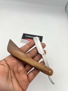 Al-Fardan Instruments Wooden Handle <b>Straight</b> Razor Stainless Steel Changeable Single Blade For Barber Shop Face Shaving Beard - Product Image 4