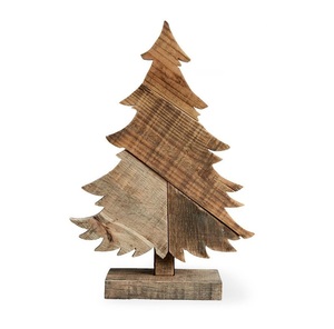 Centre de table de Noël en bois rustique avec base en bois naturel et plateau en aluminium pour décor saisonnier - Product Image 5