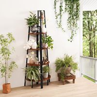 Estantería Esquinera de 5 Niveles, Estantería Esquinera Tipo Escalera, Estantería de Exhibición para Dormitorio y Sala de Estar, Librería Esquinera Alta, Soporte para Plantas de Esquina