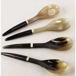 Serveur à salade en corne moderne Couverts Cuillères en corne Vaisselle Ensemble de couverts Meilleurs ustensiles de cuisine Design personnalisé disponible - Product Image 3