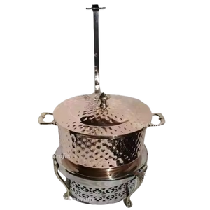 Plato de frotamiento de color dorado con un calentador de alimentos Hotel Buffet Plato de frotamiento Buffet elegante Frotamiento - Product Image 3