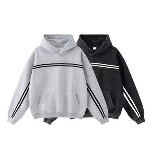 Wholesale Unisex Contrast Stripe Pullover Hoodies Casual Sportswear Style <b>Sweatshirts</b> for Men and Women with <b>Retro</b> Vibes - Product Image 1
