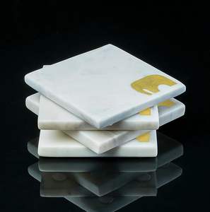 ที่รองแก้วหินอ่อนพรีเมี่ยมดีไซน์แบบกำหนดเองและชุด6 4 2ทองเหลืองทองฝังบนโต๊ะอาหารแบบใช้แล้วทิ้งได้ - Product Image 6