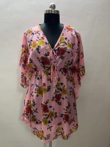 Effortless Elegance Summer Georgette Women Short Kaftan <b>Dress</b> Stylish Casual Office Vacation Wear - Product Image 4