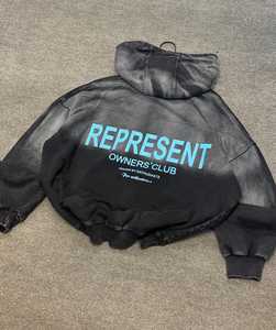 Streetwear personnalisé français éponge lavage à l'acide pullover sweats à capuche pour unisexe 100% coton 500GSM fuit en gros - Product Image 2