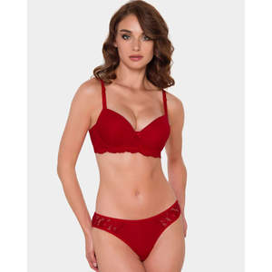 Ensemble de soutien-gorge microfibre rembourré à armatures 550, ensemble de culotte confortable, décoration à nœud, logo personnalisé, tailles de bonnet et de tour de taille 75-95B - Product Image 2