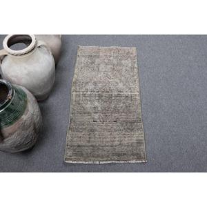 พรมวินเทจขนาดเล็ก, พรมตุรกีขนาด 1.5x3 ฟุต, พรมขนสัตว์สีเทาแบบอิคัต - Product Image 1