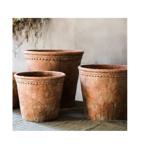 Pots en argile indiens carrés en terre cuite faits à la main avec soucoupes pour plantes de jardin et pots de fleurs succulentes - Product Image 5