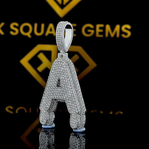 Moissanite 'A' Médaillon Initial Moissanite Initiale A Pendentif Diamant Personnalisé Un Pendentif/Lettre Initiale Argent 925 Charm A-Z - Product Image 2