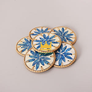 Sous-verres écologiques en rotin et bambou avec incrustation colorée Ensemble cadeau traditionnel vietnamien fait à la main pour la décoration intérieure - Product Image 5