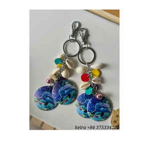 Seashell Keychain Coastal Handmade Shell Cotton Rope for Purse Charm Souvenir Wholesale Vietnam - Product Image 4