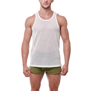 Custom Logo <b>Men's</b> Sleeveless Mesh Tank Tops Breathable Summer Sports Vest Cotton Made Mesh Tank Tops - Product Image 1