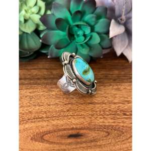 Anillo de Plata de Ley con Turquesa de la Montaña Sonora, Talla 9, Estilo Boho, Joyería Geométrica con Piedra Natural - Product Image 3