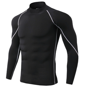 Camiseta Deportiva Unisex de Cuello Alto para Fitness, Manga Larga, Elástica, Transpirable, de Secado Rápido, Cuello Alto, 100% Algodón - Product Image 3