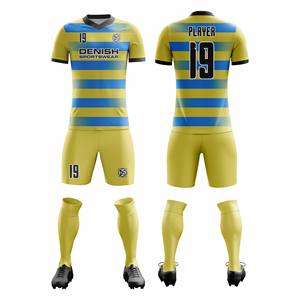 Uniformes de Fútbol Personalizados de Alta Calidad, de Secado Rápido, Transpirables, Ligeros, de Poliéster, con Estampado por Sublimación, Cuello Redondo, para Unisex - Product Image 1