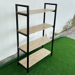 Étagère décorative GONY à 4 niveaux en bois de caoutchouc avec structure en fer KS68100, type sur pied pour salon, installation facile - Product Image 5