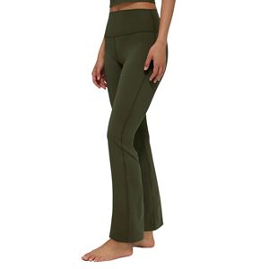 Pantalon de yoga écoresponsable uni pour femme, taille haute, coupe évasée, style cloche, pour la gym et le fitness - Product Image 4