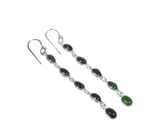 Tormalina verde 925 in argento Sterling gemma orecchino gioielli fatti a mano regalo per compleanno 5 orecchini pendenti in pietra