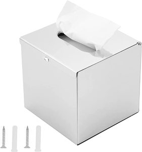 Boîte à mouchoirs en aluminium plaqué argent Design de fleur de luxe indienne accessoires de Table carrée enduit de poudre pour un usage domestique Carton emballé - Product Image 6