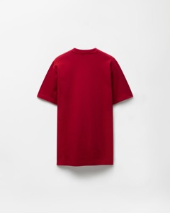 เสื้อยืดคอกลมแขนสั้นสีแดงสำหรับผู้ชาย ผ้าฝ้าย ทรงปกติ สวมใส่สบาย สีพื้น ผ้าเจอร์ซีย์ถัก - Product Image 1