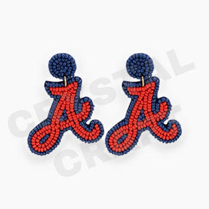 XOXO Boucles d'oreilles en perles vintage pour femme Tissu de couleur orange blanc bleu pour mariage ou jour commémoratif patriotique - Product Image 5