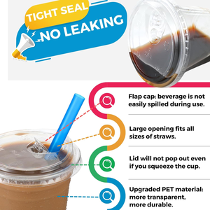 Gobelets froids jetables biodégradables écologiques en plastique recyclable de 16 oz, étanches, sans BPA, sans PFAS, adaptés au congélateur, avec couvercles sans BPA - Product Image 4