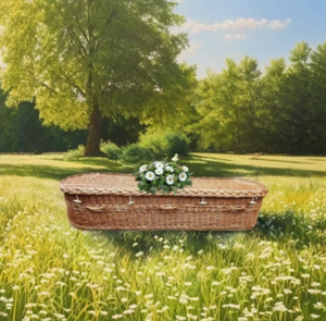 Ataúd de mimbre natural tejido a mano con revestimiento interior de algodón, ataúd funerario biodegradable para entierro y cremación de Vietnam - Product Image 4