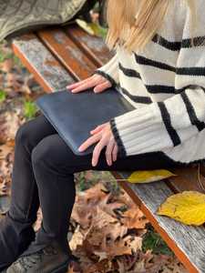 Main en cuir véritable moderne Portable pochette d'ordinateur portable portefeuille exécutif organisateur d'affaires bureau rétro Durable travail classique - Product Image 6