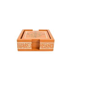 Ensemble de 6 sous-verres en bois naturel tendance avec support en bois de noyer Tapis de cuisine fabriqué en Inde Marque tendance fournie - Product Image 3